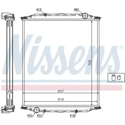 Billede af NISSENS 628790 Radiator Aluminium 705 610 48 uden ramme Loddet køleripper