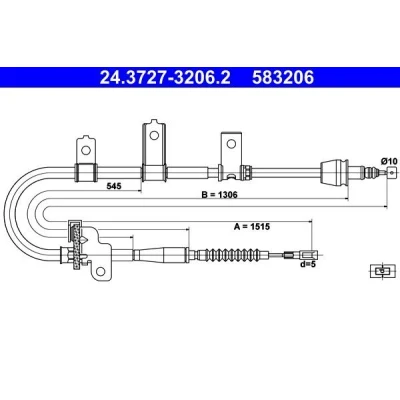 Billede af ATE 24.3727 3206.2 Håndbremsekabel 1515 KIA: Picanto I