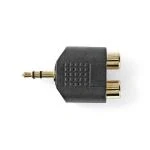 Billede af Stereo Audio Adapter 3.5 mm Hanstik 2x RCA Hun Guldplateret Lige ABS Sort 10 stk. Plastikpose