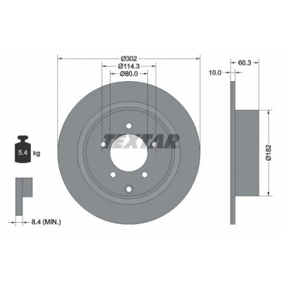 Billede af TEXTAR PRO 92177303 Bremseskiver 302 10 05/06 114,3 fuldstændigt coatet uden hjulbolte, hjulnav MITSUBISHI: ASX SUV, Lancer 8 Limousine