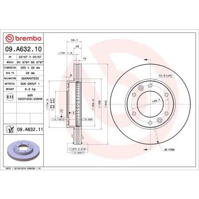 Billede af BREMBO COATED DISC LINE 09.A632.11 Bremseskiver 300 28 6 indvendigt ventileret coatet KIA: CARNIVAL / GRAND 3
