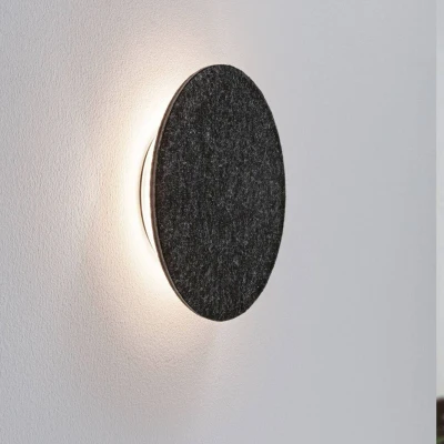 Billede af Paulmann LED væglampe Tulga, Ø 20 cm, antracit, filt