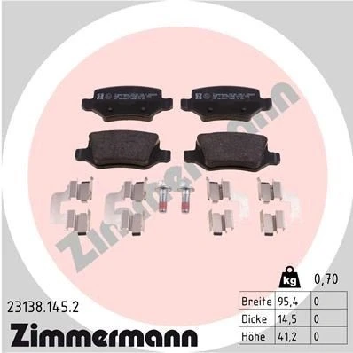Billede af ZIMMERMANN 23138.145.2 Bremseklodser med skruer Billede svarer til leveringsomfang, fjeder MERCEDES BENZ: B klasse, A Vaneo