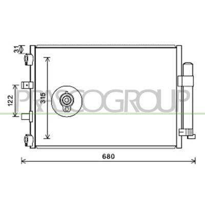 Billede af PRASCO FD428C002 Kondensator med tørrer 15 Aluminium 590 R 134a FORD: C Max 2, FOCUS 3 Turnier,