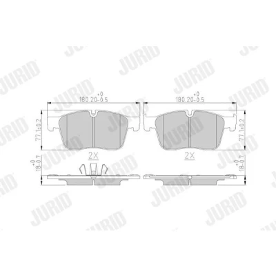 Billede af JURID 573822J Bremseklodser Forberedt til slidindikator med stempelklips uden tilbehør LAND ROVER: Range Rover Velar, Discovery Sport