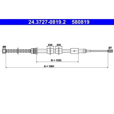 Billede af ATE 24.3727 0819.2 Håndbremsekabel 1561 PEUGEOT: 306 Hatchback