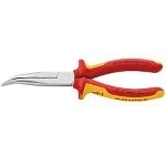 Billede af Knipex fladrundtang 200mm buet Med skær, fork., isoleret to komponent greb