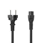 Billede af Strømkabel Stikprop med sidebens jord Han IEC 320 C5 Lige Nikkelplateret 3.00 m Runde PVC Sort Plastikpose