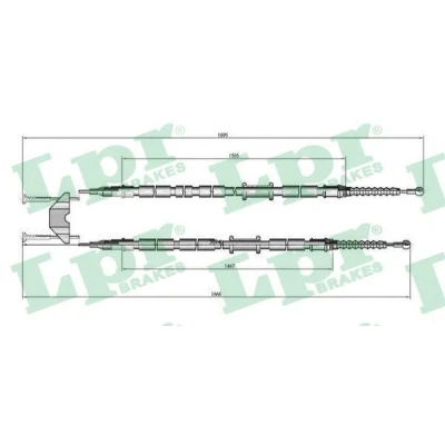 Billede af LPR C0538B Håndbremsekabel 1660/1480+1640/1460 Skivebremse OPEL: Astra H TwinTop, Hatchback, GTC