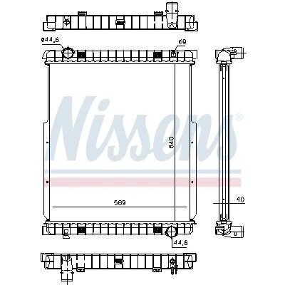 Billede af NISSENS 63332 Radiator Aluminium 640 569 40 uden ramme Loddet køleripper