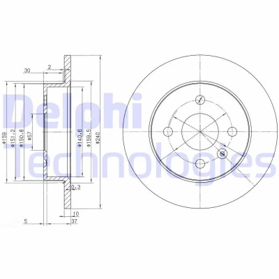 Billede af DELPHI BG3403 Bremseskiver 240 10 4 fuldstændigt olieret ubehandlet uden hjullejer, ABS sensorring OPEL: Astra H Caravan, Hatchback