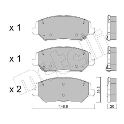 Billede af METELLI 22 1163 0 Bremseklodser med akustisk advarsel for slid KIA: Ceed III Sportswagon, Proceed, Hatchback, HYUNDAI: i30 Hatchback