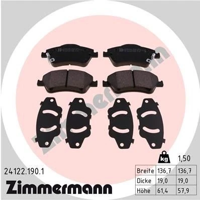 Billede af ZIMMERMANN 24122.190.1 Bremseklodser med akustisk advarsel for slid Billede svarer til leveringsomfang TOYOTA: Auris Hatchback