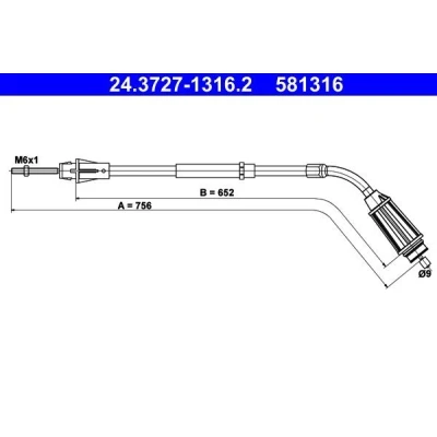Billede af ATE 24.3727 1316.2 Håndbremsekabel 756 VOLVO: S80 II