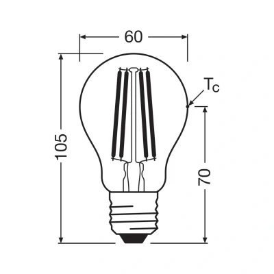 Billede af OSRAM LED glødepære E27 2,2W filament 4.000K 470lm 2 pak