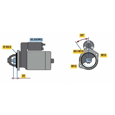 Billede af BOSCH 0 986 023 870 Starter 12V 1kW NISSAN: Qashqai / Qashqai+2 I, MICRA 4, Note I