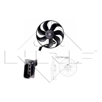 Billede af NRF 47064 Køleventilator 350 12 250 uden kølerventilatorramme (karm) VOLKSWAGEN: Golf 4, Polo IV Hatchback, Lupo / 3L, SKODA: Fabia 2