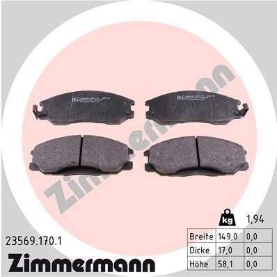 Billede af ZIMMERMANN 23569.170.1 Bremseklodser med akustisk advarsel for slid Billede svarer til leveringsomfang SSANGYONG: Kyron, HYUNDAI: Santa Fe I