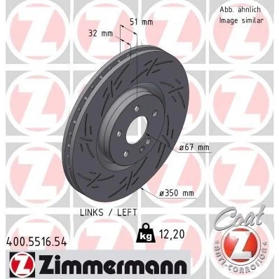 Billede af ZIMMERMANN 400.5516.54 Bremseskiver 350 32 6/5 5 112 indvendigt ventileret, opslidset coatet MERCEDES BENZ: A klasse, CLA Coupe, Stationcar