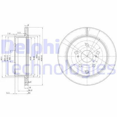 Billede af DELPHI BG3166 Bremseskiver 291 18 5 ventileret olieret ubehandlet uden hjullejer, ABS sensorring TOYOTA: Supra III, Previa / Estima I