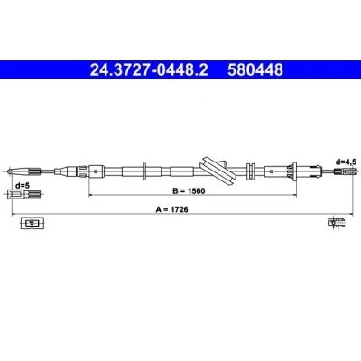 Billede af ATE 24.3727 0448.2 Håndbremsekabel 1726 MERCEDES BENZ: E klasse T modell