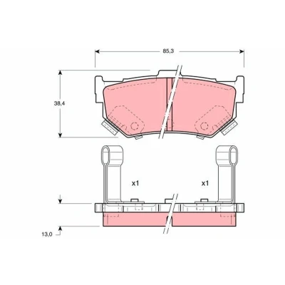 Billede af TRW GDB884 Bremseklodser med akustisk advarsel for slid HONDA: PRELUDE 3, SUZUKI: SWIFT 2