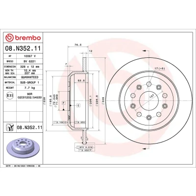 Billede af BREMBO 08.N352.11 Bremseskiver 328 12 5 fuldstændigt coatet