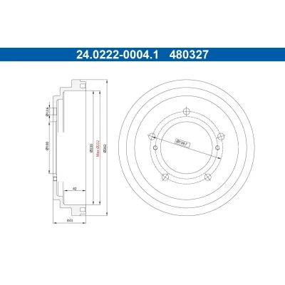 Billede af ATE 24.0222 0004.1 Bremsetromler 262,0mm