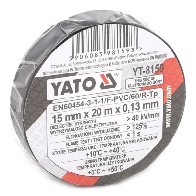 Billede af YATO YT 8159 Klæbebånd 15 sort PVC 20 enkeltsidet