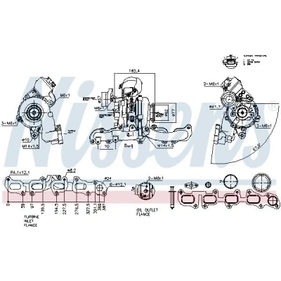 Billede af NISSENS 93547 Turbolader oliekølet pneumatisk med udstødningsmanifold AUDI: A4 B8 Avant, A6 C7 Sedan, Sedan