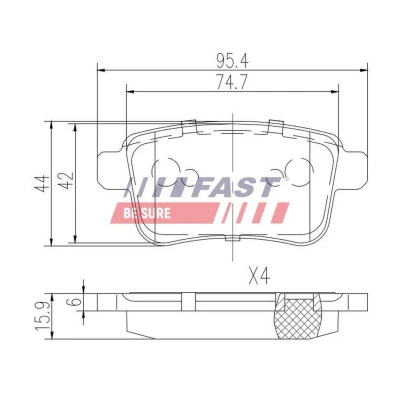 Billede af FAST FT29546 Bremseklodser foraksel Ekskl. slidadvarselskontakt FORD: Focus Mk1 Hatchback, Transit Connect Van, Stationcar