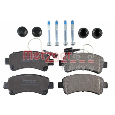 Billede af METZGER 1170998 Bremseklodser bagaksel med indbygget slidsensor anti knirke plade, bremsecaliperskruer FIAT: Ducato III Ladvogn / Chassis