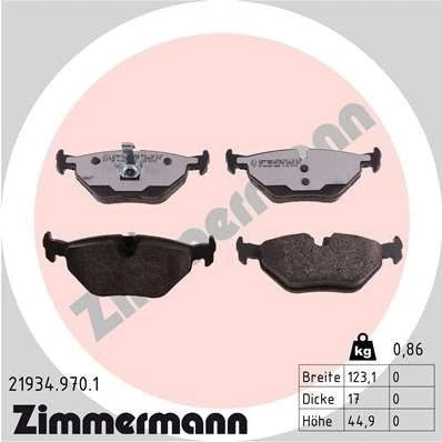 Billede af ZIMMERMANN 21934.970.1 Bremseklodser Forberedt til slidindikator Billede svarer leveringsomfang BMW: 3 Sedan, Touring, Coupe