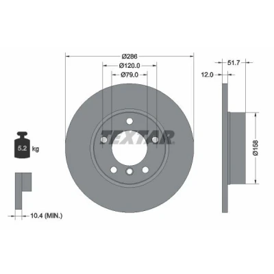 Billede af TEXTAR PRO 92055503 Bremseskiver 286 12 05/06 120 fuldstændigt coatet uden hjulbolte, hjulnav BMW: 3 Sedan, Coupe, Compact