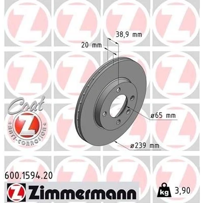 Billede af Bremseskive ZIMMERMANN 600.1594.20
