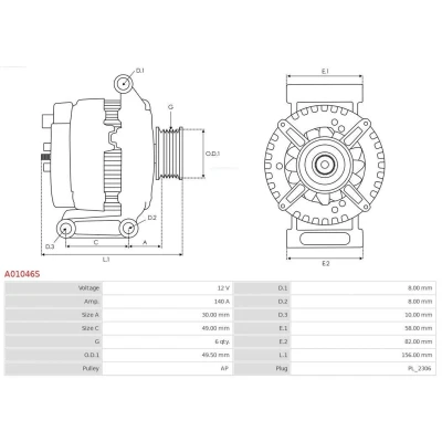 Billede af AS PL A01046S Generator 12V 140A