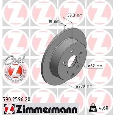 Billede af Bremseskive ZIMMERMANN 590.2596.20