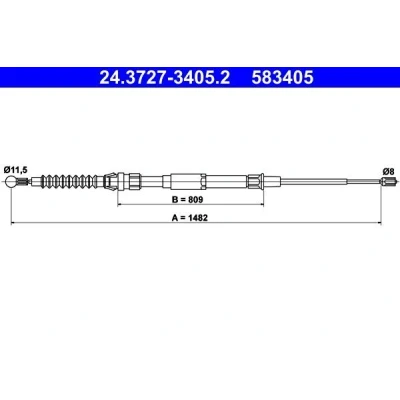 Billede af ATE 24.3727 3405.2 Håndbremsekabel 1482