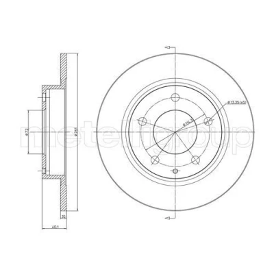 Billede af METELLI 23 0786 Bremseskiver 261,0 10,0 5 72,0 fuldstændigt MAZDA: 626 IV Hatchback, V Sedan