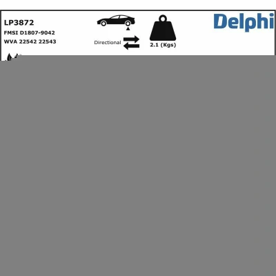 Billede af DELPHI LP3872 Bremseklodser Inkl. slidadvarselskontakt med klæbefolie tilbehør