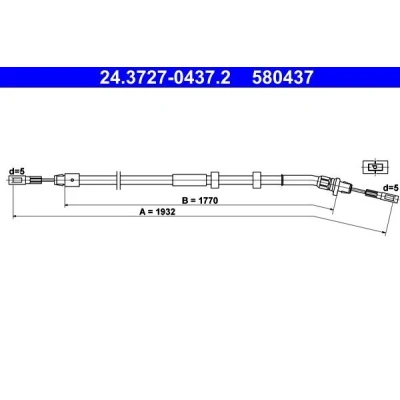 Billede af ATE 24.3727 0437.2 Håndbremsekabel 1932 MERCEDES BENZ: ML klasse