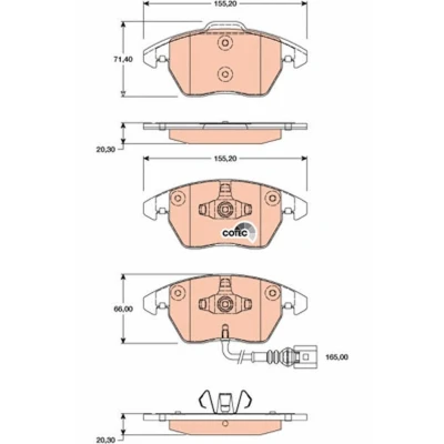 Billede af TRW COTEC GDB1807 Bremseklodser Inkl. slidadvarselskontakt VOLKSWAGEN: Polo V Hatchback, GOLF 6, Passat B7 Variant, AUDI: A3 Sportback, Hatchback