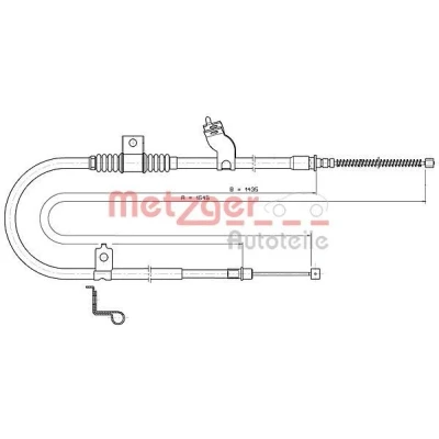 Billede af METZGER 17.2290 Håndbremsekabel venstre 1645/1435 COFLE MITSUBISHI: Outlander 2 SUV, PEUGEOT: 4007