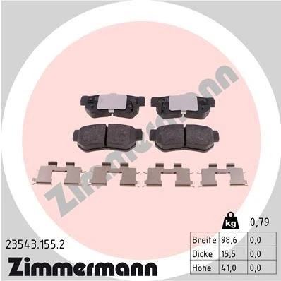 Billede af ZIMMERMANN 23543.155.2 Bremseklodser med akustisk advarsel for slid Billede svarer til leveringsomfang, fjeder HYUNDAI: Getz, Sonata V, Matrix