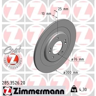 Billede af ZIMMERMANN COAT Z 285.3526.20 Bremseskiver 300 10 7/5 5 114 fuldstændigt coatet HYUNDAI: i40 Stationcar, Sedan