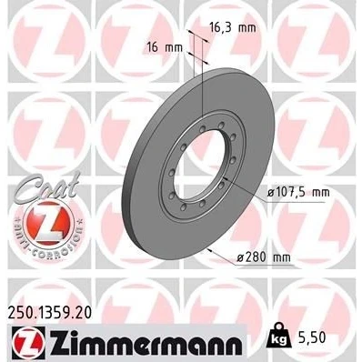 Billede af Bremseskive ZIMMERMANN 250.1359.20