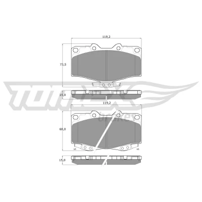 Billede af TOMEX brakes TX 13 81 Bremseklodser foraksel med akustisk advarsel for slid TOYOTA: Land Cruiser 80, Prado 70 SUV, 90