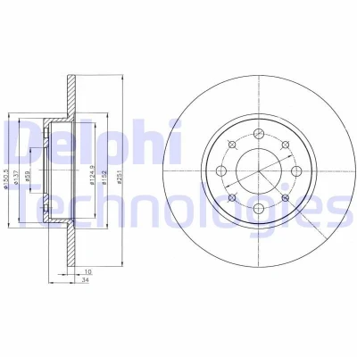 Billede af DELPHI BG4312 Bremseskiver 251 10 4 fuldstændigt olieret ubehandlet uden hjullejer, ABS sensorring ALFA ROMEO: MiTo
