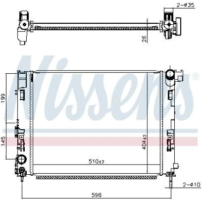 Billede af NISSENS 607086 Radiator Aluminium 510mm 404mm 26mm uden pakning kappe, ekspansionsbeholder Loddet køleripper