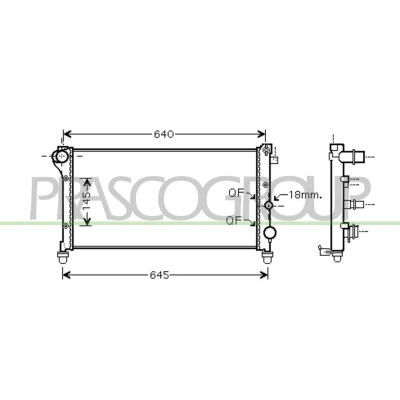 Billede af PRASCO FT122R003 Radiator Aluminium 580 322 34 med lynkobling Mekanisk fuget køleripper FIAT: Panda II Hatchback